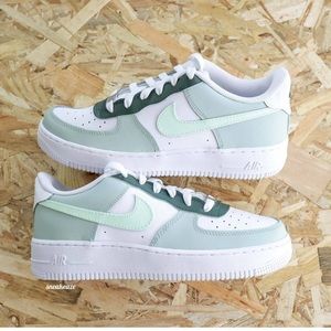 Nike Air Force 1 Custom Color Sage Pistachio Green Youth Boys Shoes